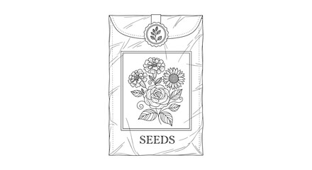 Illustration of a seed packet with floral design