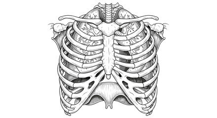 Detailed illustration of a human rib cage