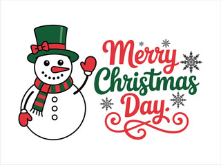 Festive Christmas Season Greeting with Cheerful Snowman Illustration and Decorative Snowflakes on White Background Perfect for Holiday Cards and Festive Designs