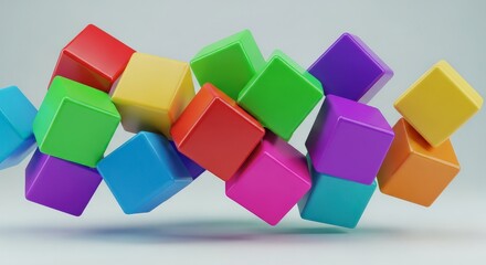 Obraz premium Dynamic Arrangement of Colorful Cubes Floating in Space