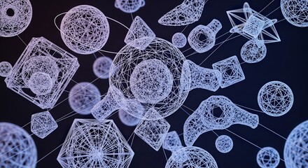 Abstract Geometric Network of Wireframe Shapes