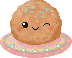 Cute Indian sweet watercolor clipart, festive dessert illustration