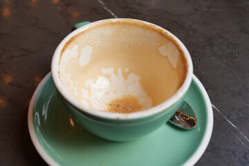 Coffee cup emptied after a satisfying morning drink