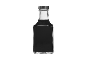 Glass bottle with dark liquid isolated on transparent background