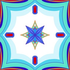 Seamless pattern with blue tiles