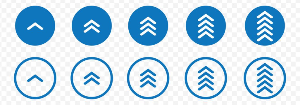 Swipe icon set. Swipe up arrow icons. Arrow buttons for social media. Scroll pictogram. Web icons. Vector illustration. Concepts for Web and Mobile Applications Blue color. Eps 10.