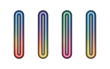 Four Vertical Neon Lights With Gradient Colors On Black Background image