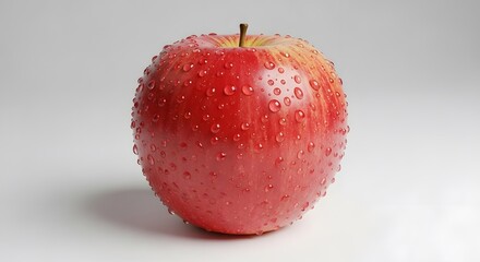 Red Apple with Water Droplets