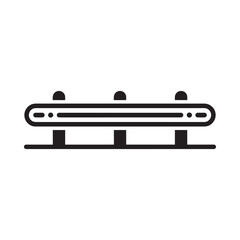 Simple line art icon of a park bench with three posts