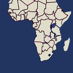 Bold Stroke Outlines of Selected African Countries Map