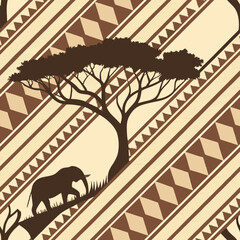 African Kente Stripes and Mudcloth Dots Pattern Art