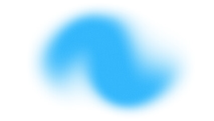 Blurred blue gradient abstract element with noise and grainy texture isolated on transparent background