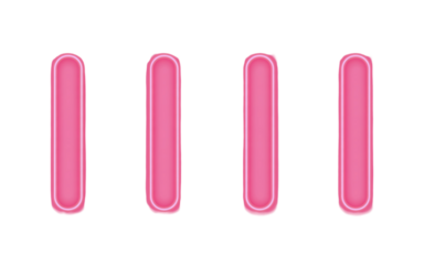 Four pink glowing rounded rectangular shapes on black background abstract bright