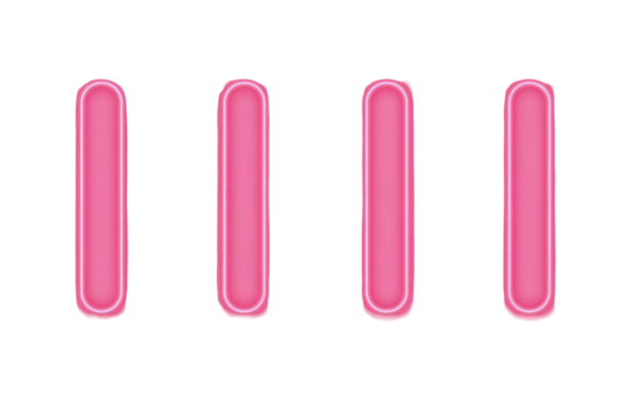 Four pink glowing rounded rectangular shapes on black background abstract bright