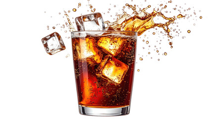 Iced drink splashes. Cold refreshment on black background