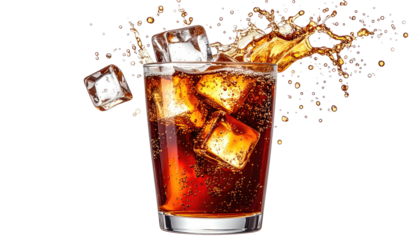 Iced drink splashes. Cold refreshment on black background