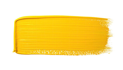 Bright yellow paint stroke with texture, isolated on black