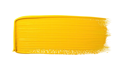 Bright yellow paint stroke with texture, isolated on black