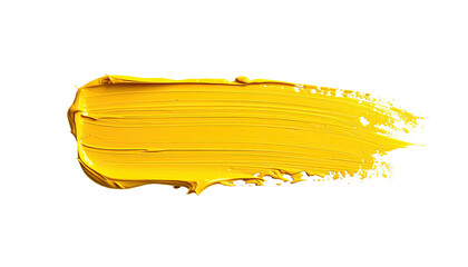 Opaque yellow paint stroke, thick texture on contrasting black