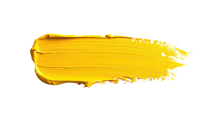 Opaque yellow paint stroke, thick texture on contrasting black