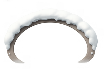 Winter snow cap arc border, icy frame decoration for seasonal design projects, white snowdrift