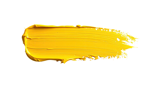 Opaque yellow paint stroke, thick texture on contrasting black