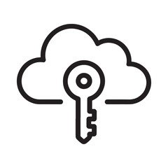 Cloud computing security icon with a key symbol