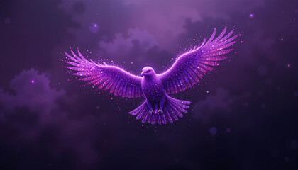 Majestic Purple Eagle Soaring Through the Night Sky