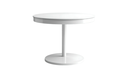 Isolated round white table on black with pedestal base