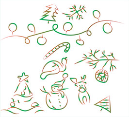 Festive Decorative Ornaments Vector Art Collection, Featuring a Tree Snowflake Candy Cane Design with Transparent Background