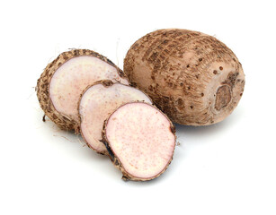 Closeup of taro on white background 