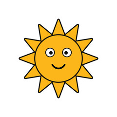 Sun Mascot Character with Rays Eco Cartoon Vector Illustration