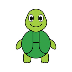 Eco Turtle Mascot Character Cute Cartoon Vector Illustration