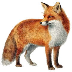 Obraz premium red fox vintage natural history illustration