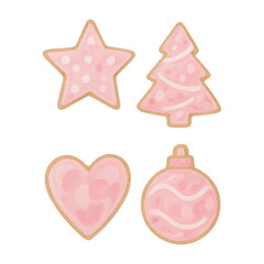 PNG Pink festive cookie shapes illustration.