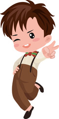 Cartoon of Boy Winking and Making Peace Sign