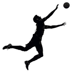 Soccer Player Jumping to Head Ball Silhouette - Dynamic Action