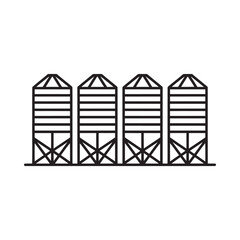 Simple line art illustration of four grain silos in a row © MUZIHID CREATION