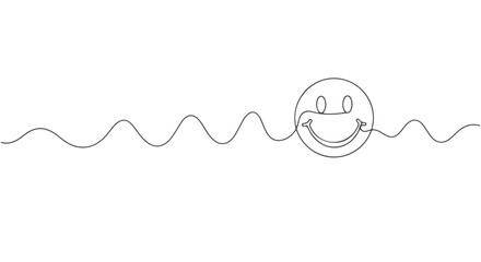 One Line Continuous Art Smiling Face Illustration e