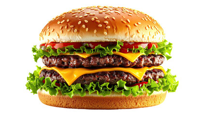 Double cheeseburger two patties, cheese, toppings, sesame bun