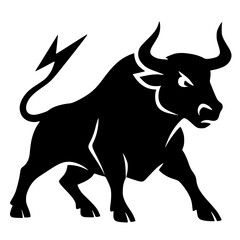 Lightning bull silhouette