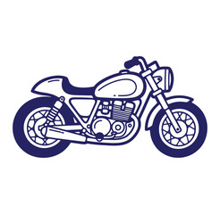 Fototapeta premium Line art illustration of a classic vintage motorcycle side view on white background