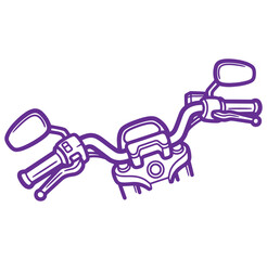 Obraz premium Purple motorcycle handlebars with mirrors isolated on a white background simple vector illustration