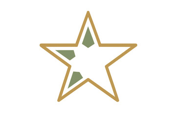 Obraz premium Star outline icon with green shapes, rating, achievement, favorite, quality, success concept, transparent background