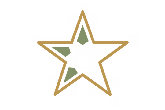Star outline icon with green shapes, rating, achievement, favorite, quality, success concept, transparent background - Powered by Adobe