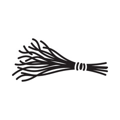 Simple black and white illustration of a bundle of twigs tied together