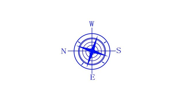 Animated a compass rose, ideal for navigation, direction, travel, exploration, adventure, nautical or military themes