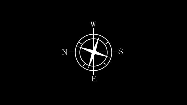 Animated a compass rose, ideal for navigation, direction, travel, exploration, adventure, nautical or military themes