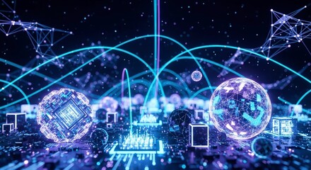 Digital Network Sphere Technology Futuristic Abstract Background