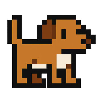 PNG Retro pixelated dog illustration.